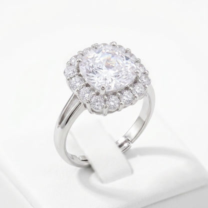 Anello Quadrato Brilliance Bianco, Argento s925
