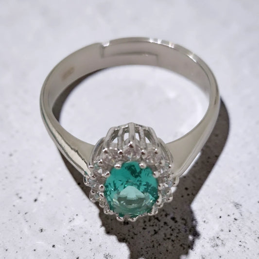 Anello Kate Paraiba, in ARGENTO S925 e zirconia 5A