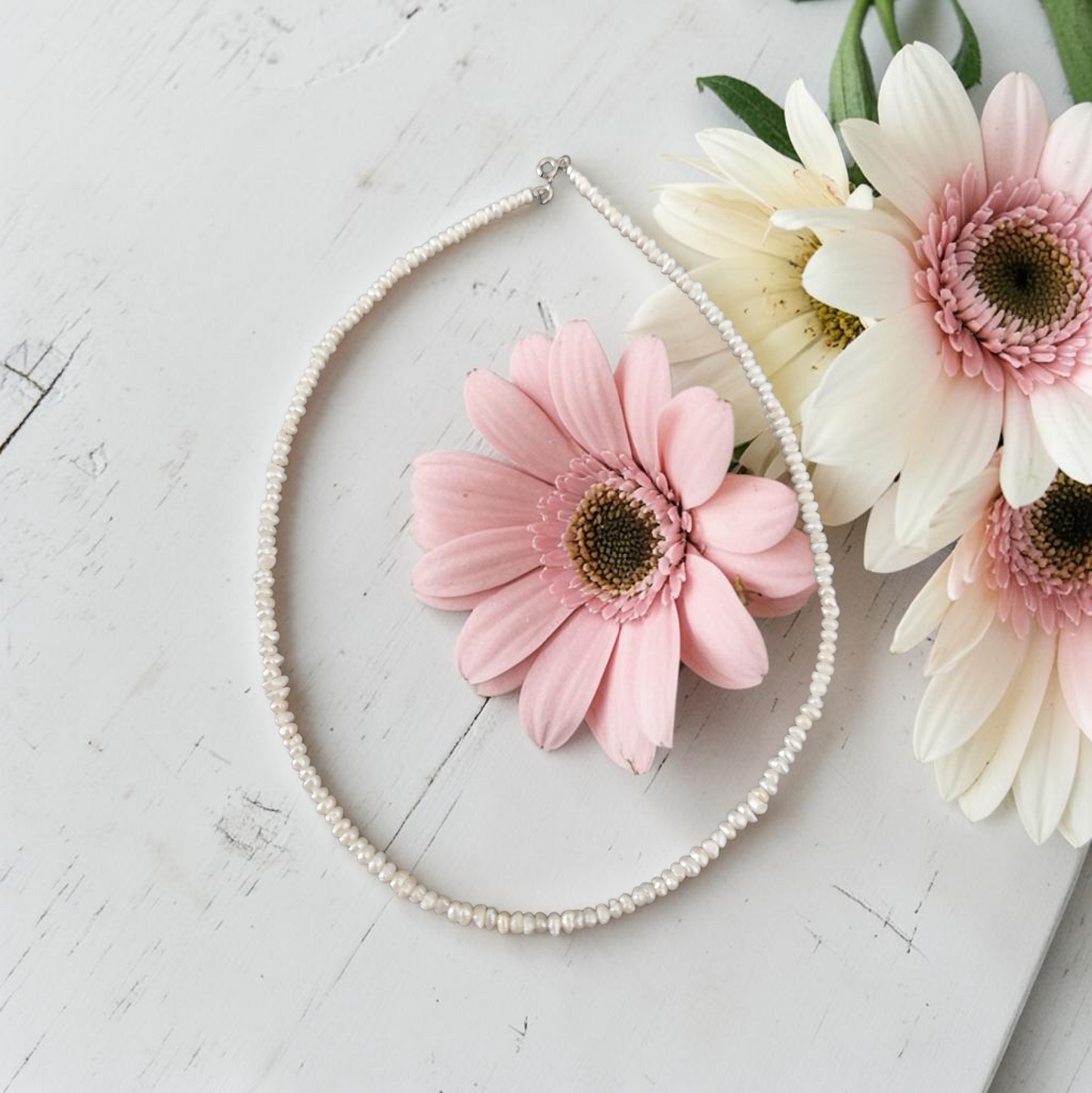 Necklace with Irregular Natural Pearls, S925 Silver