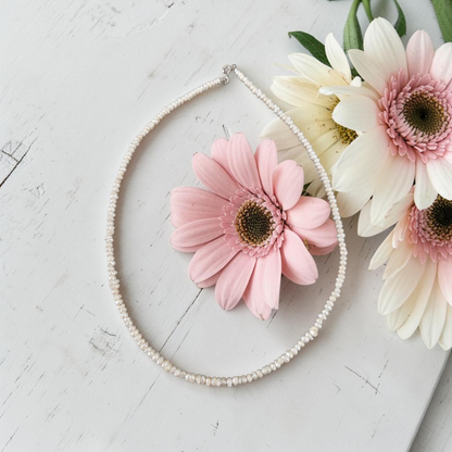 Necklace with Irregular Natural Pearls, S925 Silver