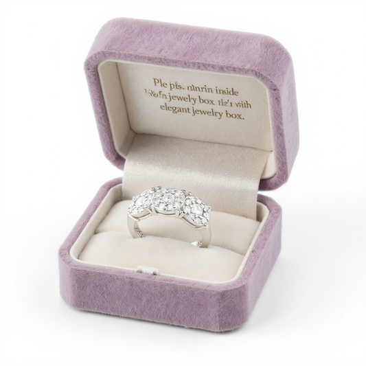 4-Petal Flower Ring, in S925 Silver and Zircons