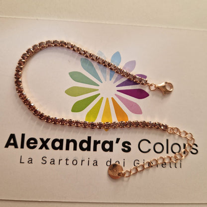 Bracciale Tennis Color Rodolite/Vinaccia, in Argento S925