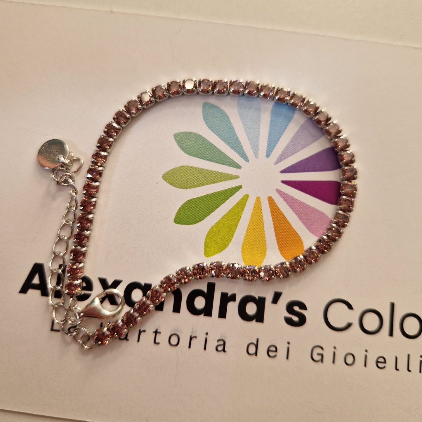 Bracciale Tennis Color Rodolite/Vinaccia, in Argento S925