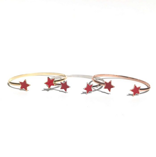 Bracciale Rigido con Stelle, in Argento Sterling 925