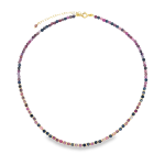 Collana in Radice di Zaffiro Multicolor 3mm, Argento 925 e Oro