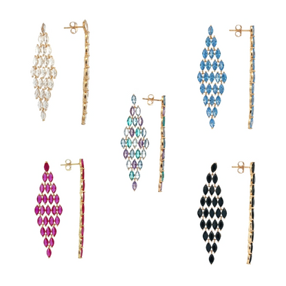 Orecchini Pendenti Rombo Brillanti, Argento s925